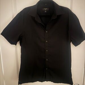 Banana Republic Men’s Short Sleeve Slim Fit Button-Down Shirt - Black